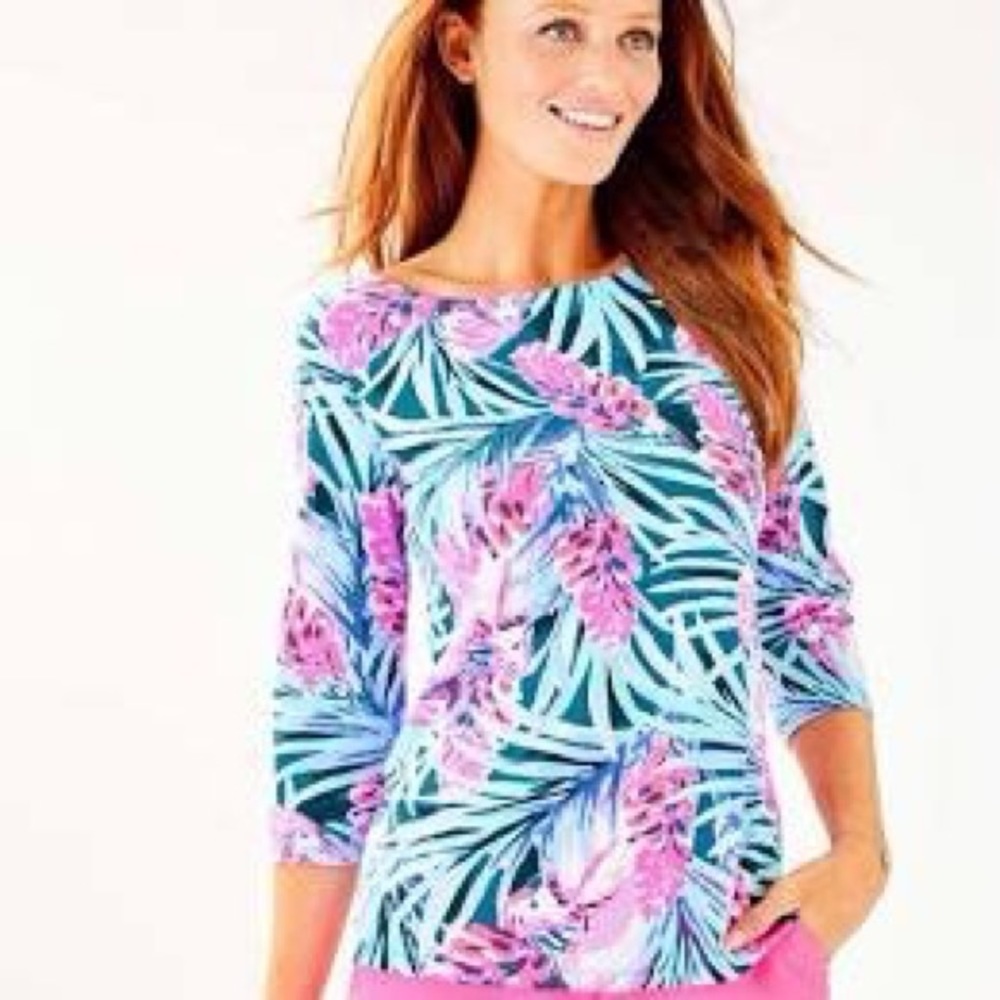 Lilly Pulitzer Waverly Top Mr Peacock Blue S